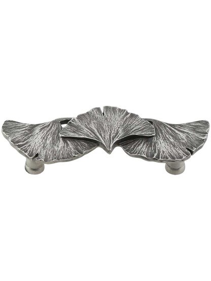Ginkgo Leaf Pull - 3 inch Center-to-Center in Antique Pewter.